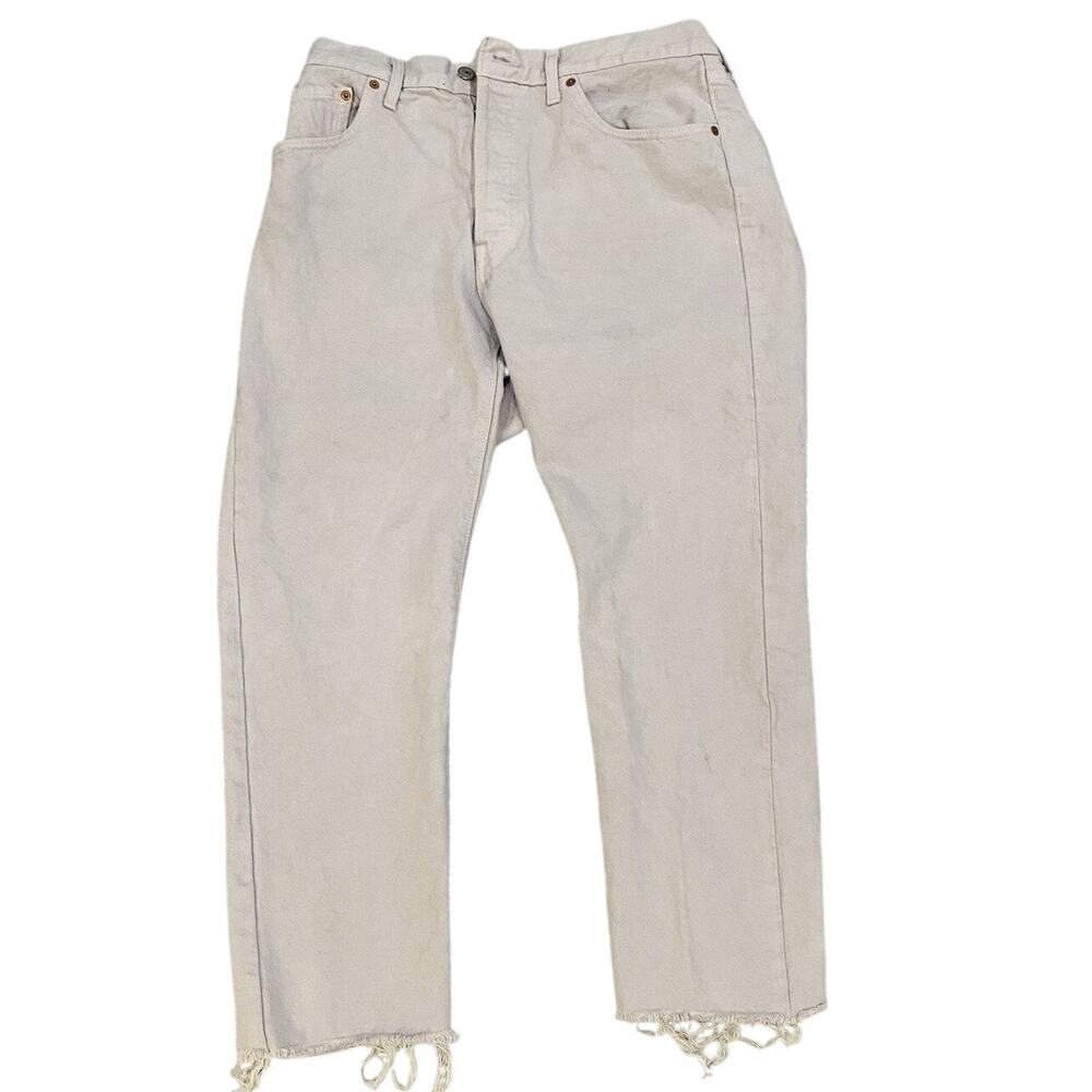 Levi's 501 Lilac Crop Jeans Tagged 32, Measures 29, Raw Hem